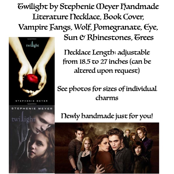 Twilight by Stephenie Meyer Handmade Literature Necklace, Book Cover, Vampire - Picture 15 of 16